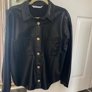 Zara Black Shirt with Gold Buttons